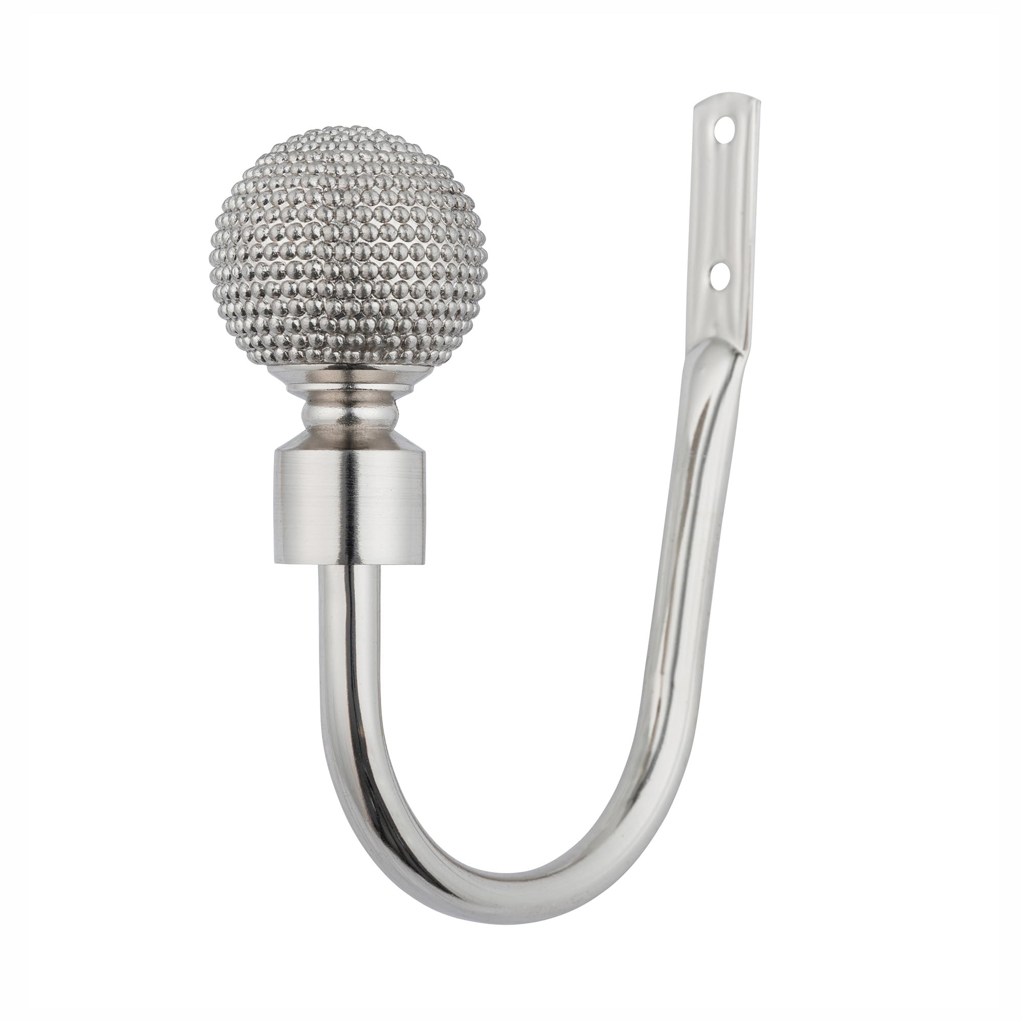 A.unique Home Brushed Steel Pair Of Beaded Ball Metal Holdbacks With Fittings, In A Variety Of Colours. (, Holdbacks)