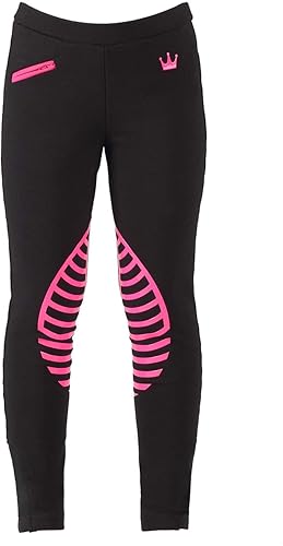 HR Farm Child's Knee Patch - Pantalones de silicona para montar a caballo con bolsillo con cremallera, tiro bajo
