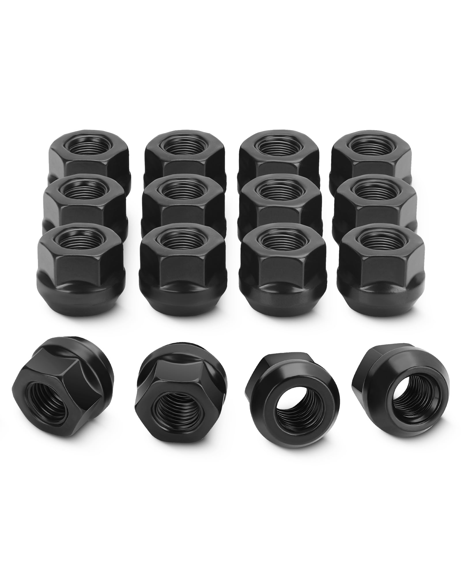 M10x1.25 Open End Lug Nuts Fit for Honda Rancher Foreman, 16pcs 10x1.25 One-Piece Design Lugnuts for Can-Am Commander Maverick, Black ATV Lug Nuts for