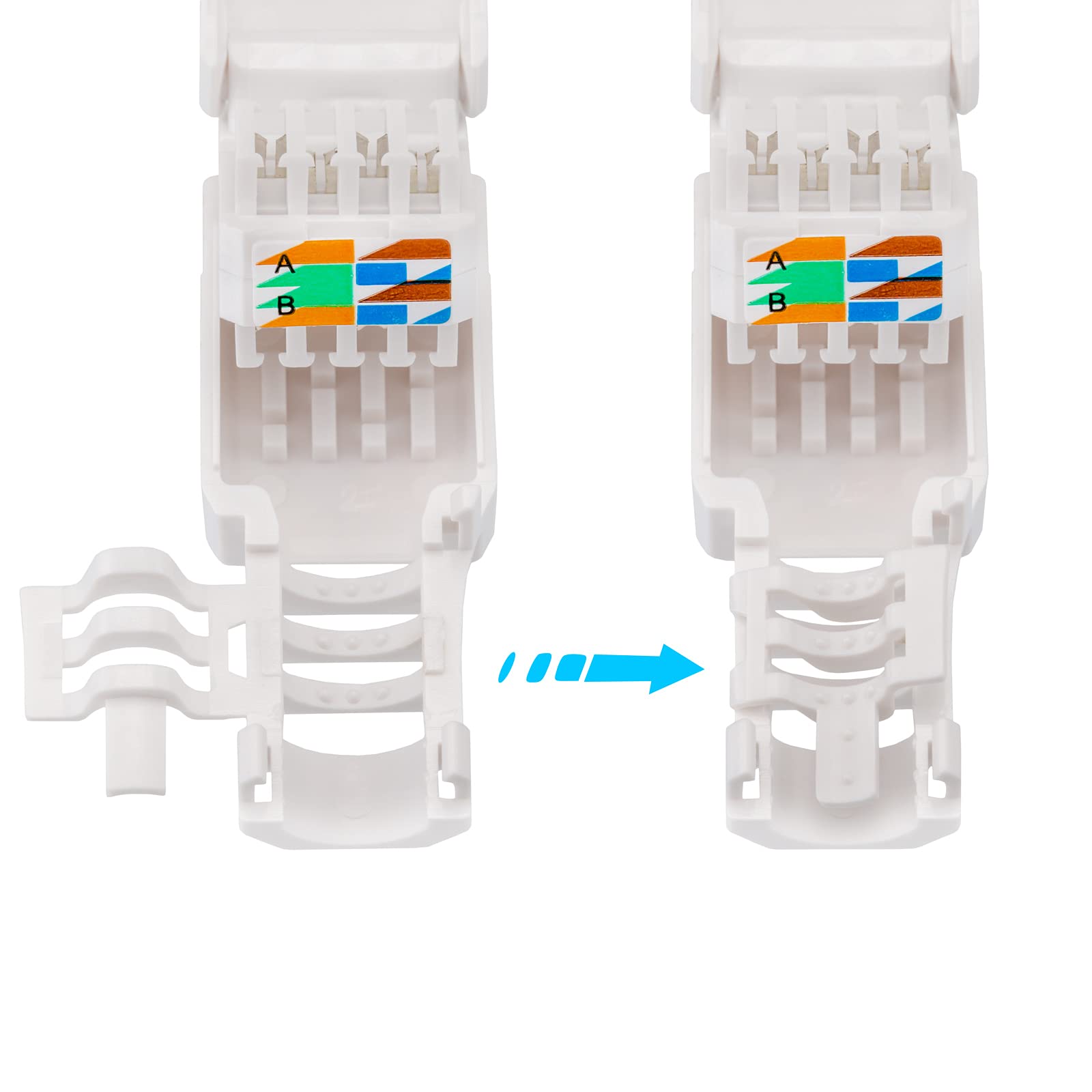 100 connettori di rete RJ45 Cat 6a con contatti placcati in oro, cat.6a LAN, connettore crimpatrice Gigabit per cavo patch, cavo di posa CAT7, CAT6A, CAT6, compatibile senza attrezzi, spina DSL UTP