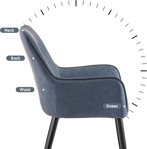 Miniatura 8 de TUKAILAi Juego de 2 sillas de comedor de diseño moderno, sillas decorativas de piel sintética con asiento y brazos acolchados, sillones tapizados de