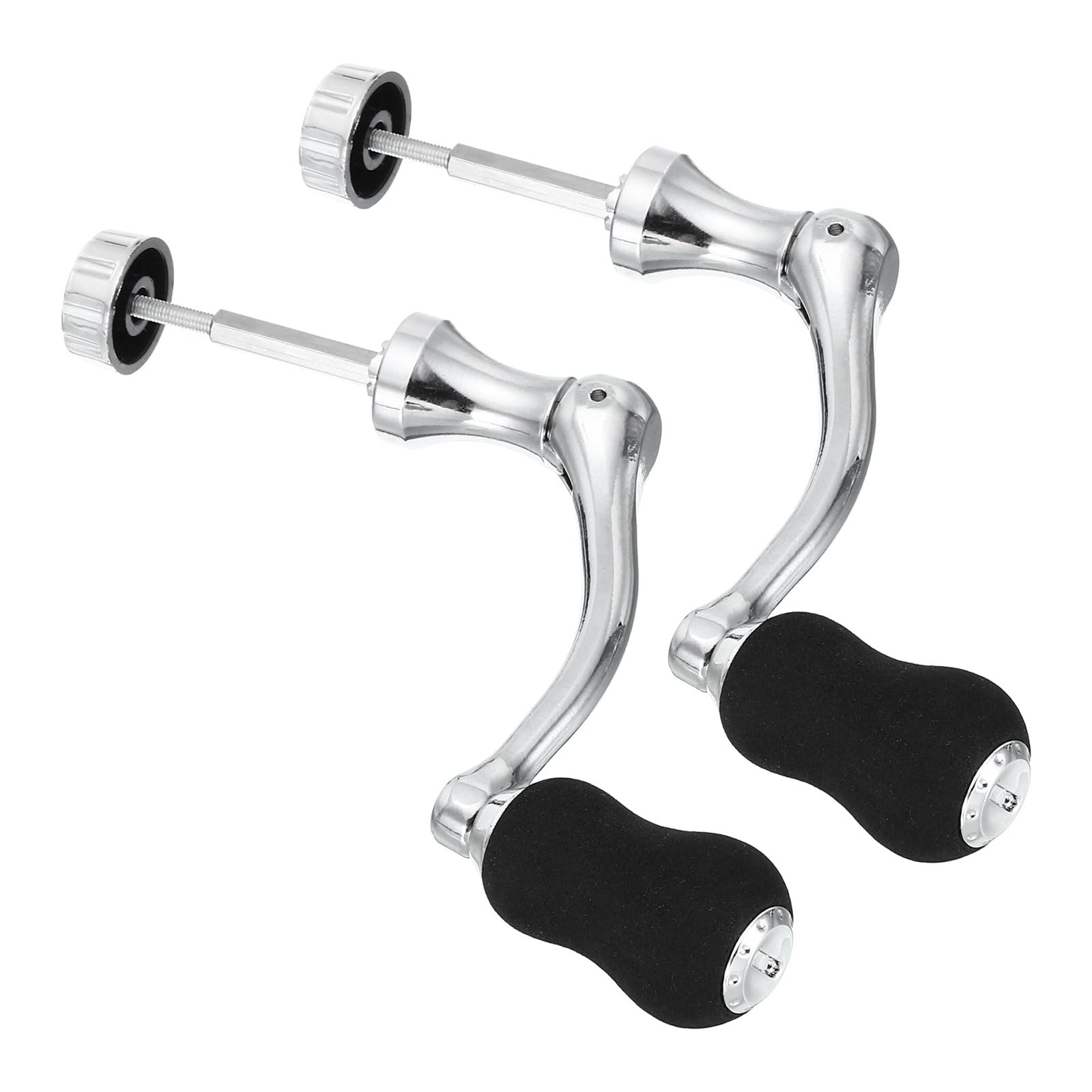 PATIKIL Fishing Spinning Reel Handle Replacement, 2 Pack Power Handle Rocker All Metal Arm EVA Grip with Rotary Knob for Fishing Reel Accessories, 2 Size