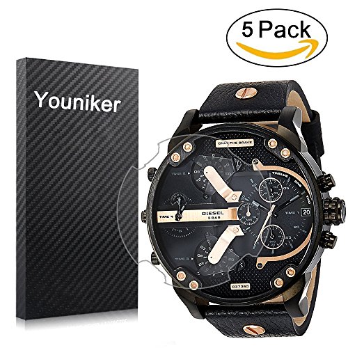 Youniker Lot de 5 films de protection d'écran Diesel pour montre Diesel DZ7350 Mr Daddy - Transparents - Anti-rayures, anti-traces de doigts, sans bulles