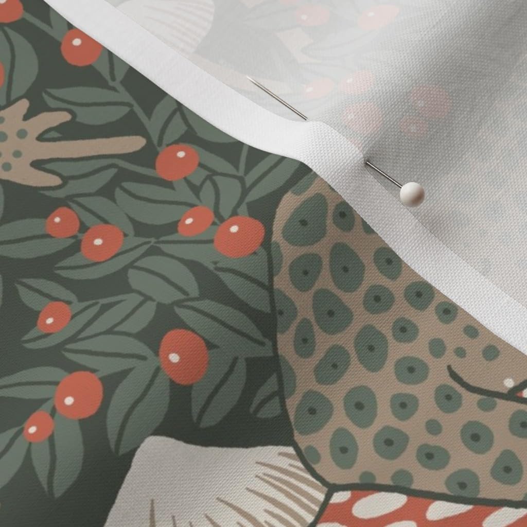 Spoonflower Fabric - Woodland Forest Toads Mushrooms Toadstool Cottagecore Whimsical Fairy Printed on Petal Signature Cotton Fabric Fat Quarter - Sewing Quilting Apparel Crafts Decor