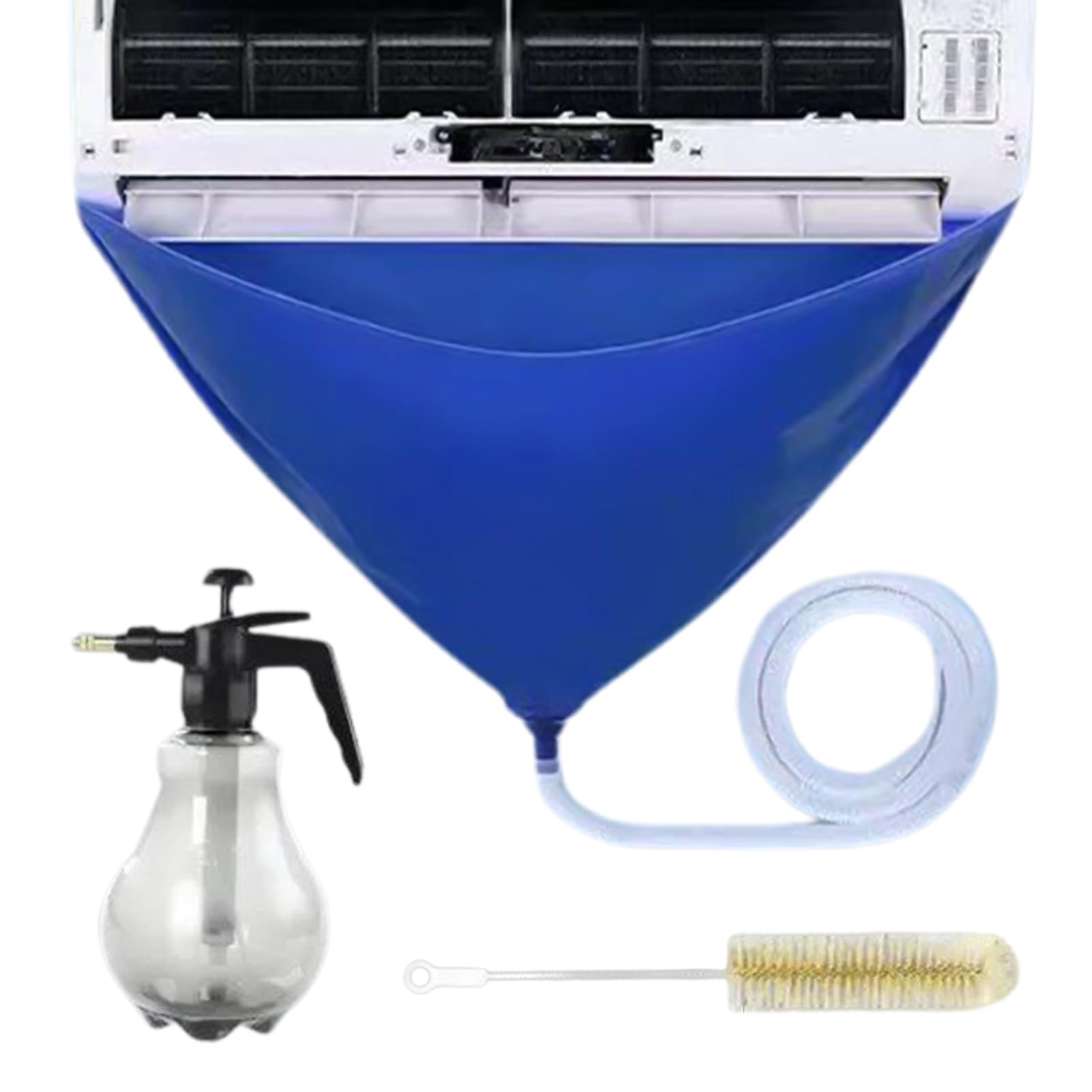 Genérico Kit de Limpieza para Aire Acondicionado, Bolsa Impermeable para Aire Acondicionado Split, Bolsa con Drenaje, Cepillo y pulverizador.