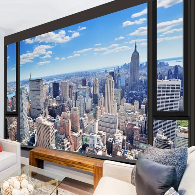 Papier peint salon paysage urbain 3D grand format 400x280 fresque murale bureau