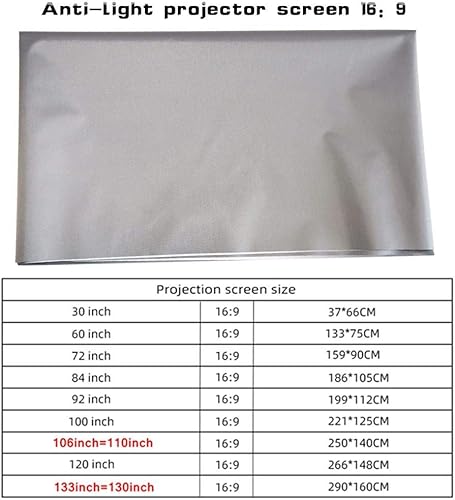 Miniatura 2 de Projector Screen, Release Projector Simple Curtain 169 Anti-Light Screen 72 84 100 120 Inches Home Outdoor Office Portable 3D HD Projector Screen