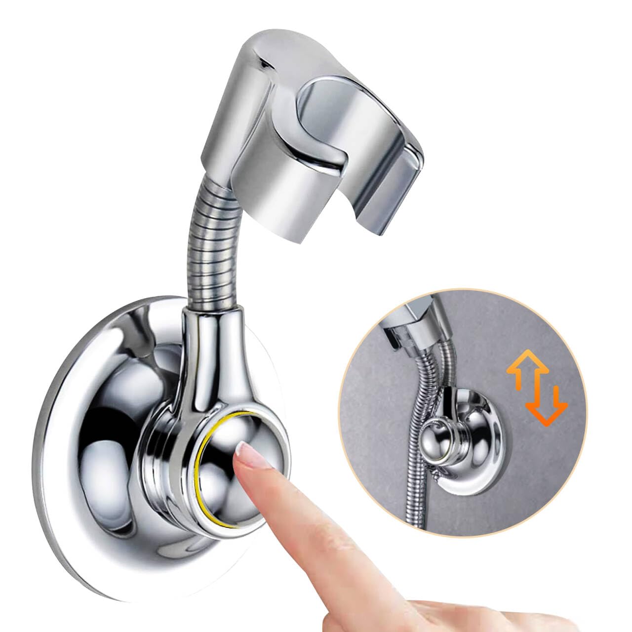 APAKA Shower Head Holder Suction Cup, Without Drilling, Adjustable Shower Holder Bracket, Swivel Shower Head Holder