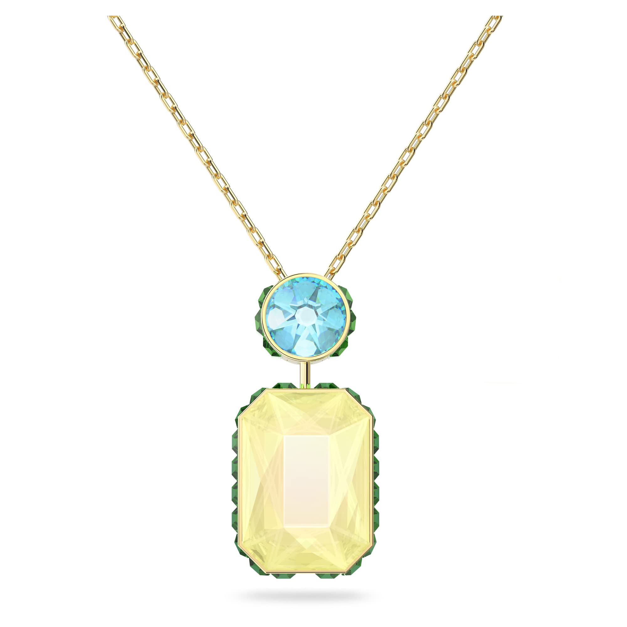 Swarovski Orbita pendant, Octagon cut, Multicolored, Gold-tone plated