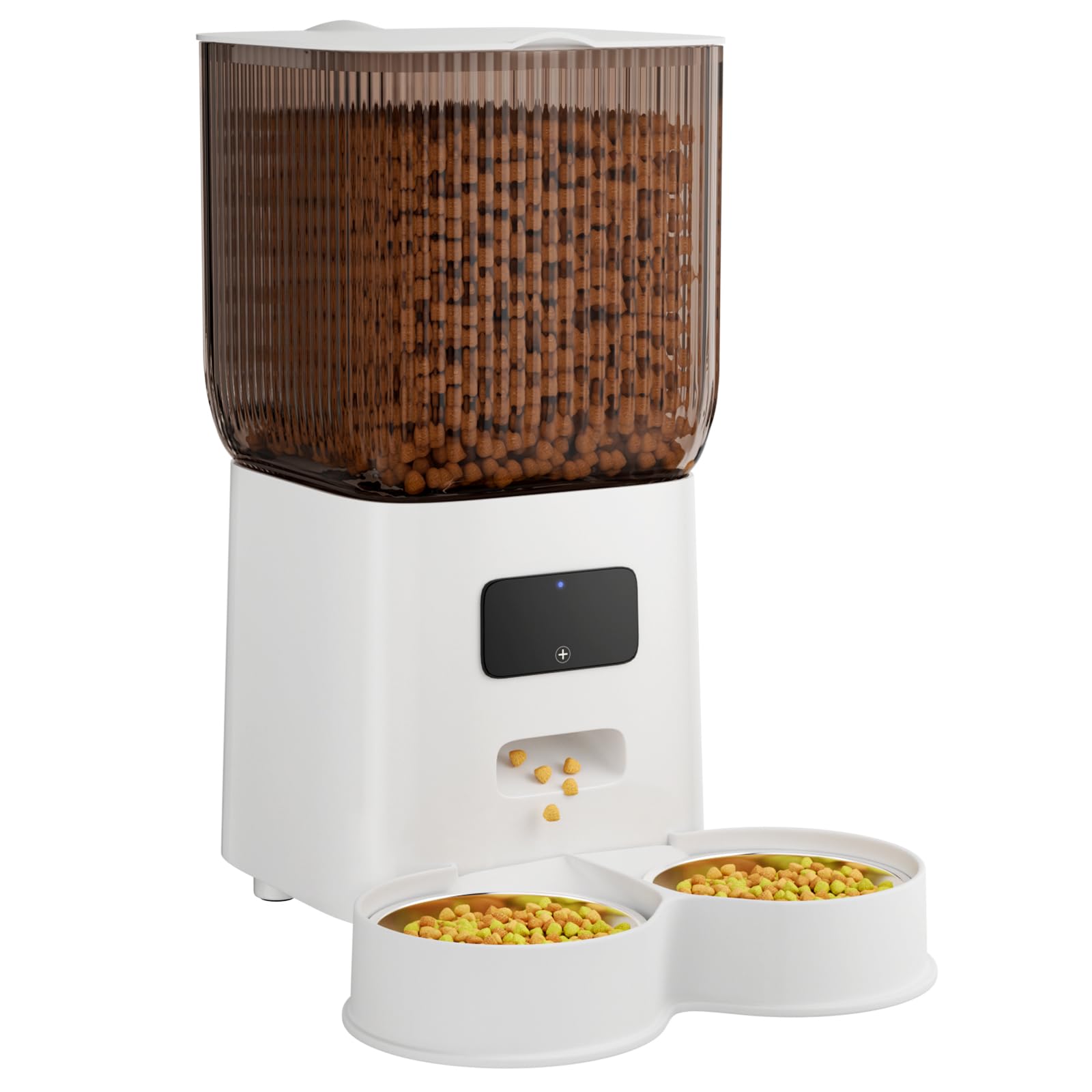 Cat Feeder Automatic, Automatic Cat Feeder WiFi with Remote Feeding Cat Food Dispenser for 2 Cats, 5L Pets Timed Automatic Feeders with Dual Power Supply