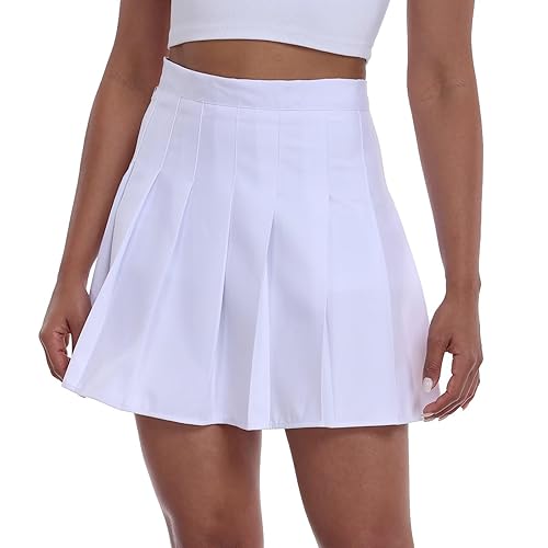 Pleated Skirts Tennis Skirt High Waisted Mini Skirt - White - 4X-Large