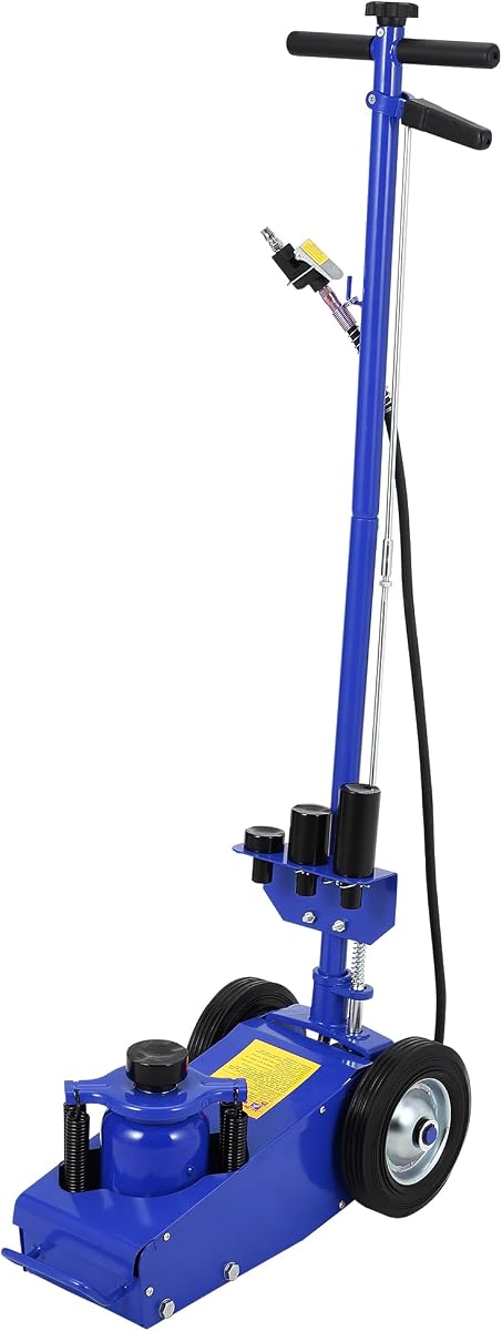 22 Ton Air Hydraulic Floor Jack for Heavy Duty Trucks & Tractors – Low Profile (9"-17.7"), 4 Adapters, 46" Adjustable Handle – 44,000 Lbs Capacity
