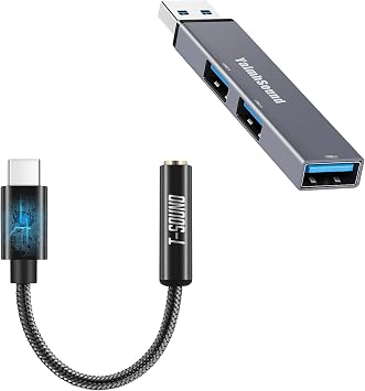 3-Pot USB Hub and USB C Headphone Adapter