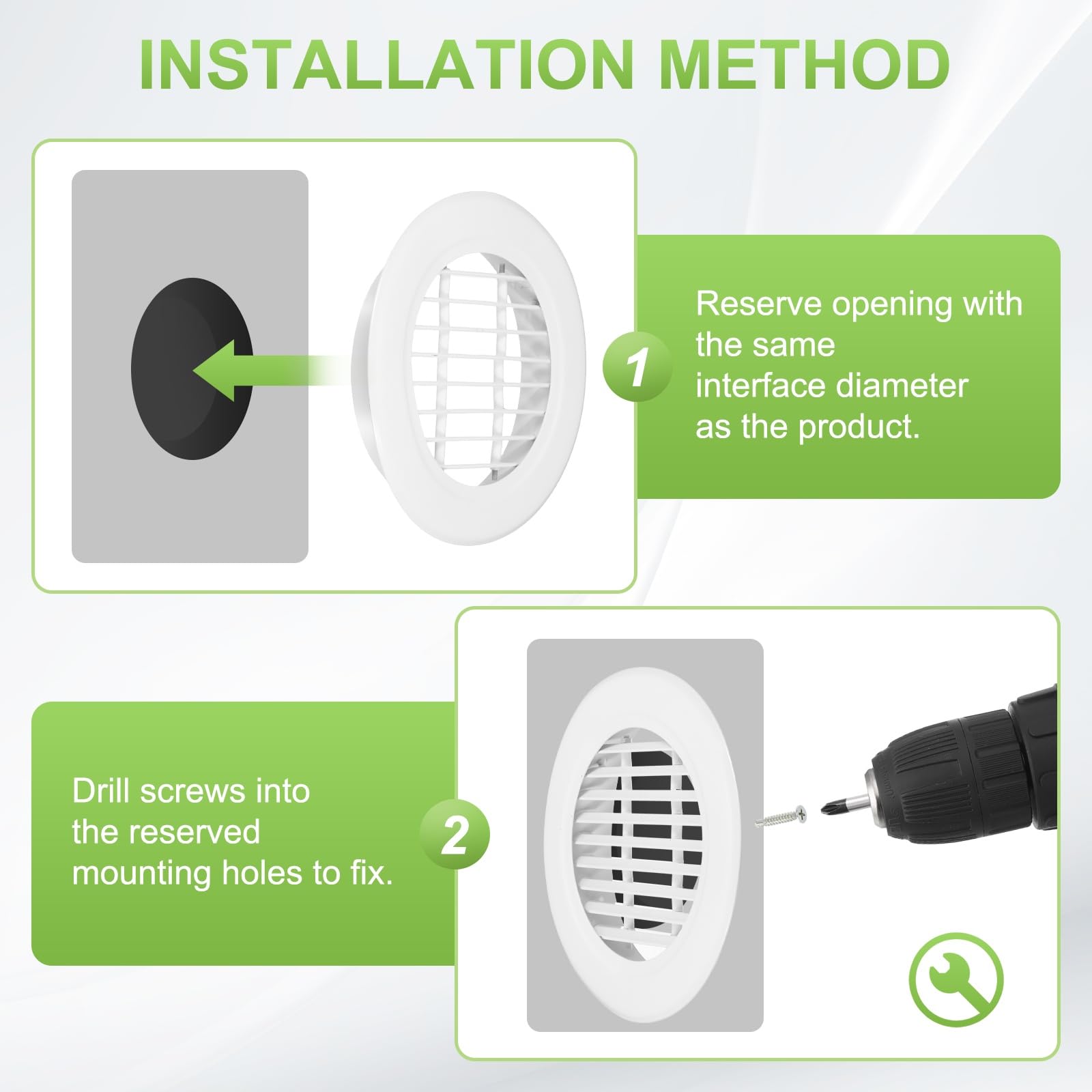 PATIKIL Rejilla Redonda De 13.7" Para Ventilación De Aire, Cubierta De Persiana Simple De Aleación De Aluminio Para Sofito HVAC, Blanco