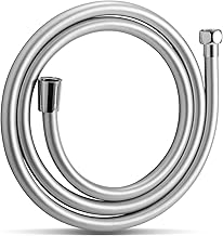 OFFO Flexible de Douche 1.2m,Avec protection Anti-Torsion,PVC Tuyau de Douche,Haute pression de remplacement Tuyau de Douche,Pour robinetterie de salle de bains,Argenté