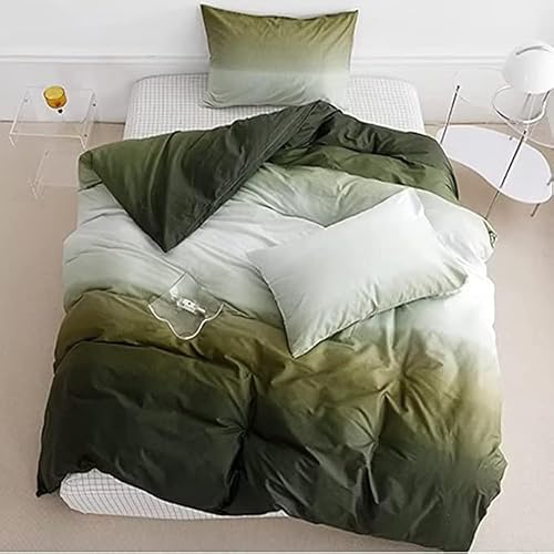 Houseri Gradient Green & White Comforter Set - Green & Cream
