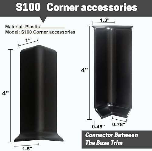 Miniatura 2 de COUKIU Bloques de esquina autoadhesivos para zócalo, 4 pulgadas (ancho), 3 interiores + 3 esquinas exteriores, conector entre la base de la pared,