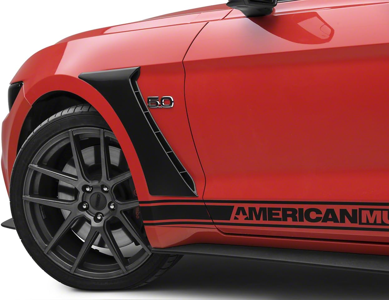 GT350 Style Fender Scoops; Unpainted Compatible for 15-23 Mustang GT, EcoBoost, V6