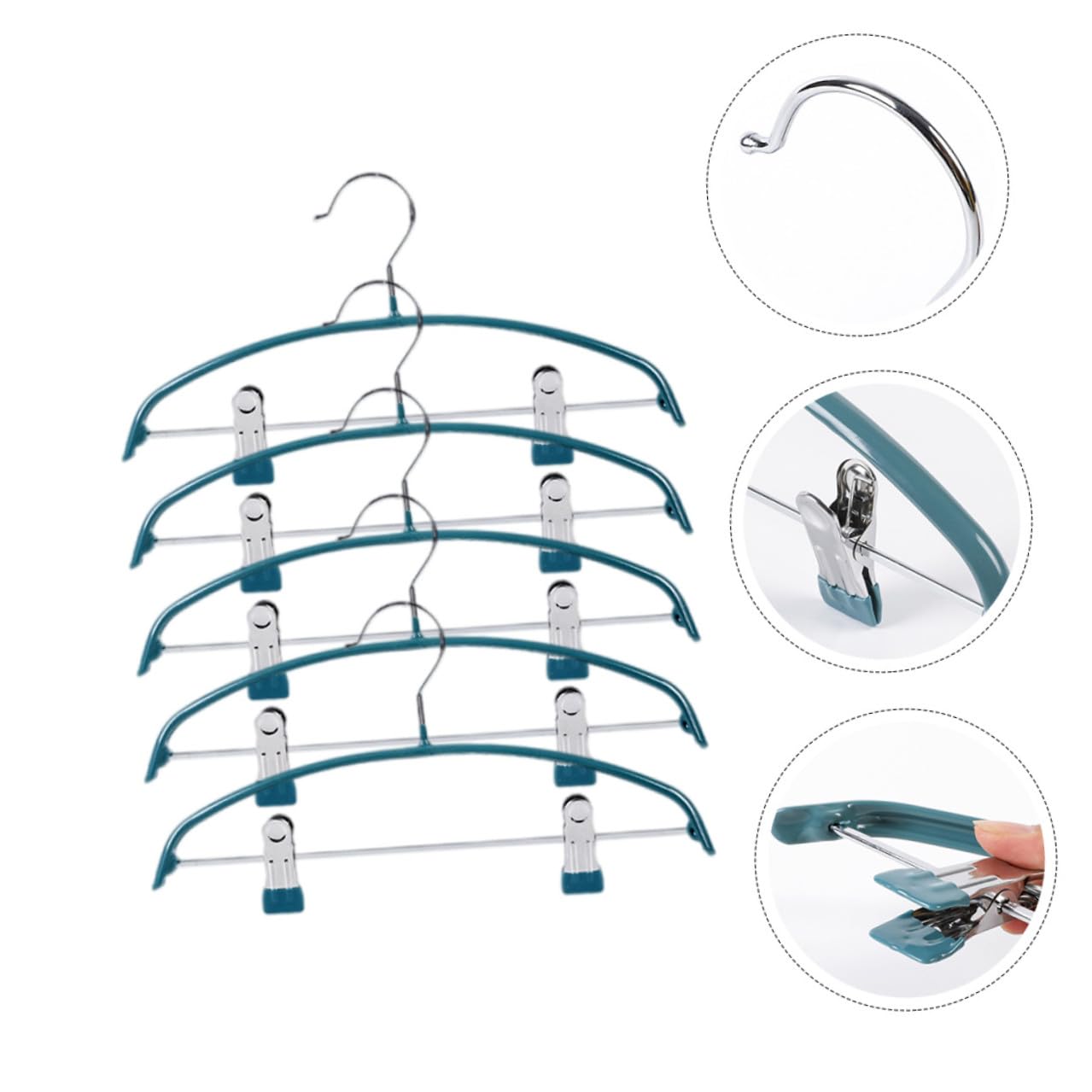 Kleiderbügel für Erwachsene PVC Halbkreisförmig mit Clips Grün