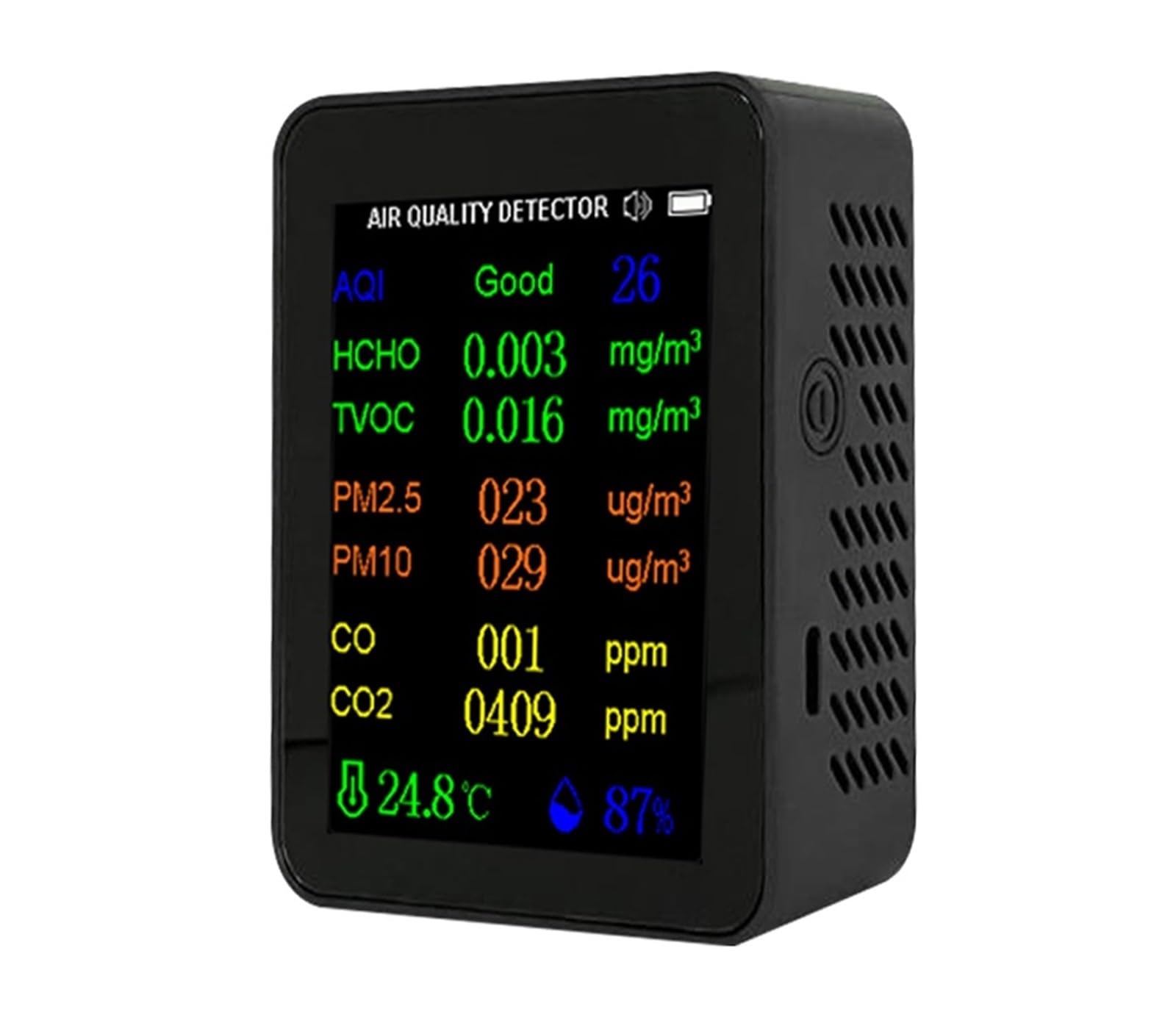 CVFRDD Air Quality Meter 9in1 PM2.5 PM10 CO CO2 TVOC HCHO Temperature And Humidity Tester Color Screen Carbon Dioxide Detector(Black with WiFi)