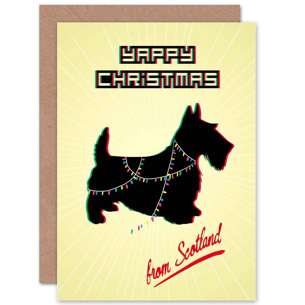 Artery8 - Christmas Card - Scottie Dog - Yellow