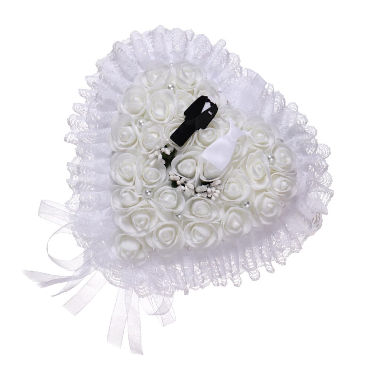 jojofuny 3pezzi Cuscino Porta Fedi Floreale Pizzo Per Cerimonia Matrimoniale Elegante Supporto Per Anelli Per Sposi e Fidanzamenti Decorativo e Riutilizzabile Design Romantico e Raffinato