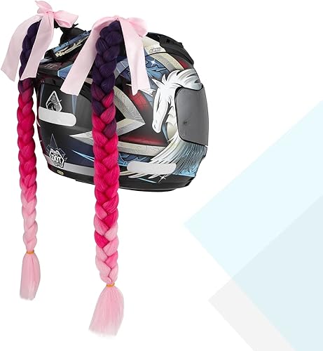 Miniatura 4 de SEGO 1 unidad2 trenzas de coleta para casco con ventosa desmontable, moño para coleta, muchos colores (casco no incluido)