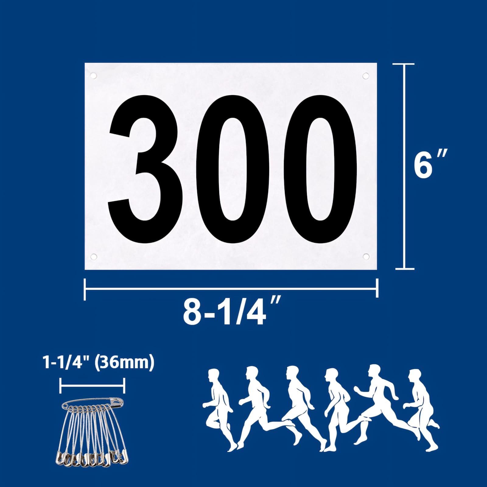 Muka Numeri di Gara 001-100/200 / 500/1000, Numeri di Corsa in Tyvek da 8-1/4 x 6 Pollici per Maratona