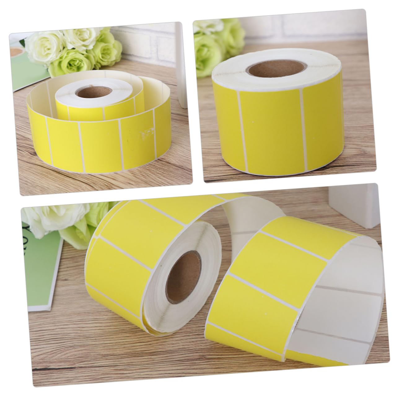 Étiquettes Thermiques Autocollantes Jaunes en Rouleau, 2 Rouleaux