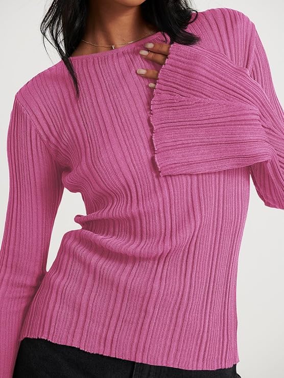 Image of Cicy Bell Womens Bell Long Sleeve Tops Going Out Knitted Fall Pullover Lightweight Sweater Shirts
