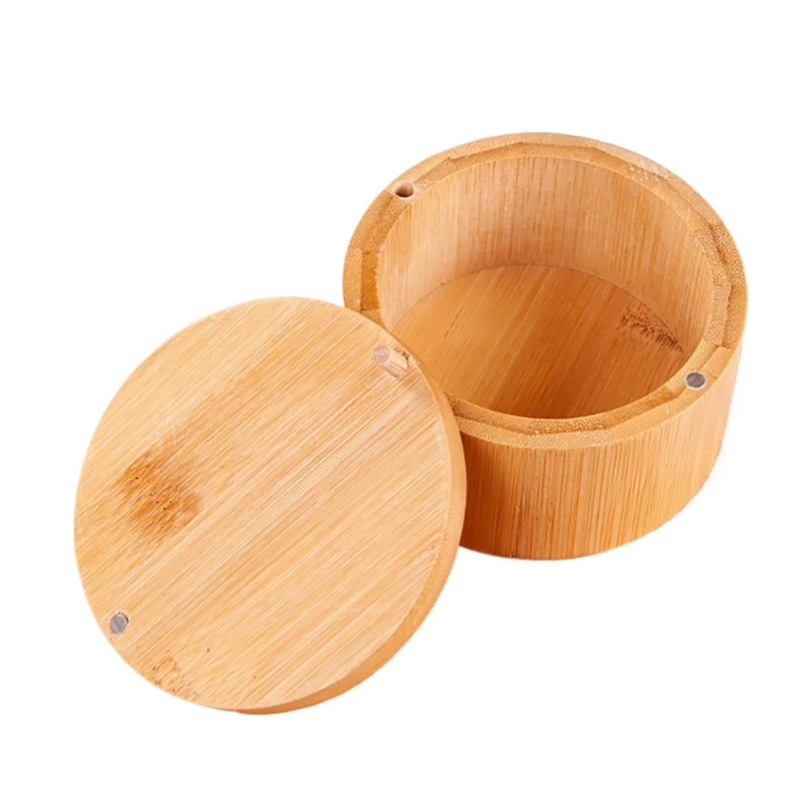 Generisch Bambus-Salzkeller mit magnetischem Drehdeckel, kleines Gewürz for Aufbewahren von Pfeffer, Zucker, Kräutern(Small)