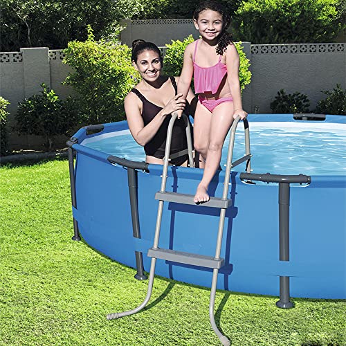 Escalera para piscina exterior con marco metálico 84 cm miniatura 2