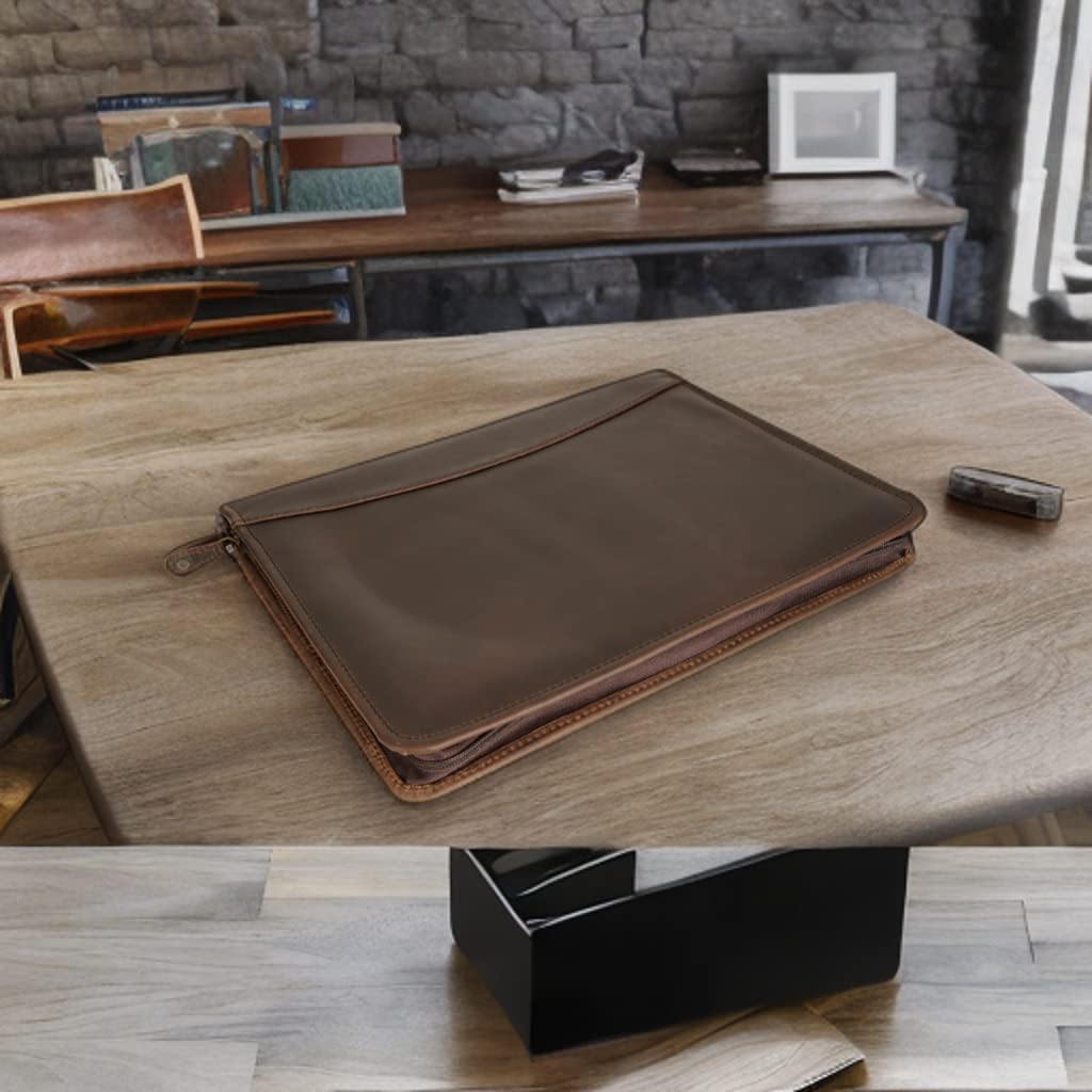 Genuine Leather Business Laptop Portfolio Organizer Case for Laptop Folio Case with Organizer