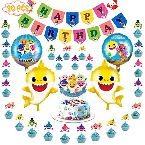 Buy Shark Baby Party Supplies 30 Pcs birthday decorations With 1 Big