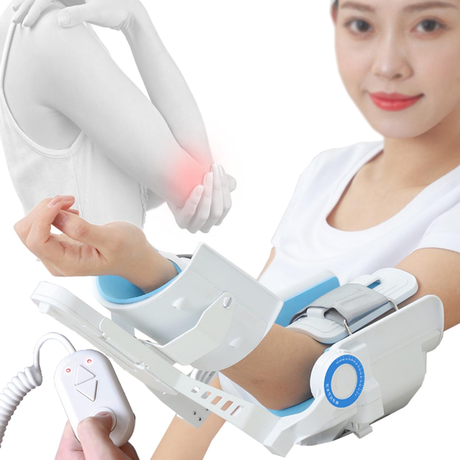 Esercitatore elettrico per gomito, tutore per gomito incernierato, esercitatore per braccio, regolabile da -5° a 150°, protettore per gomito per pazienti con emiplegia da ictus