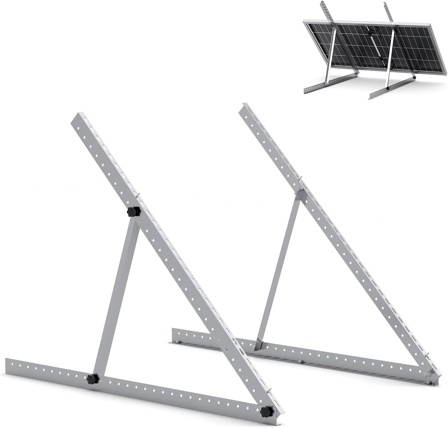 41in Adjustable Solar Panel Mount Brackets with Foldable Tilt Legs, Aluminum Mounting Stand for 100W-400W Panels, Roof, RV, Boat, Off-Grid Systems (1 Set)
