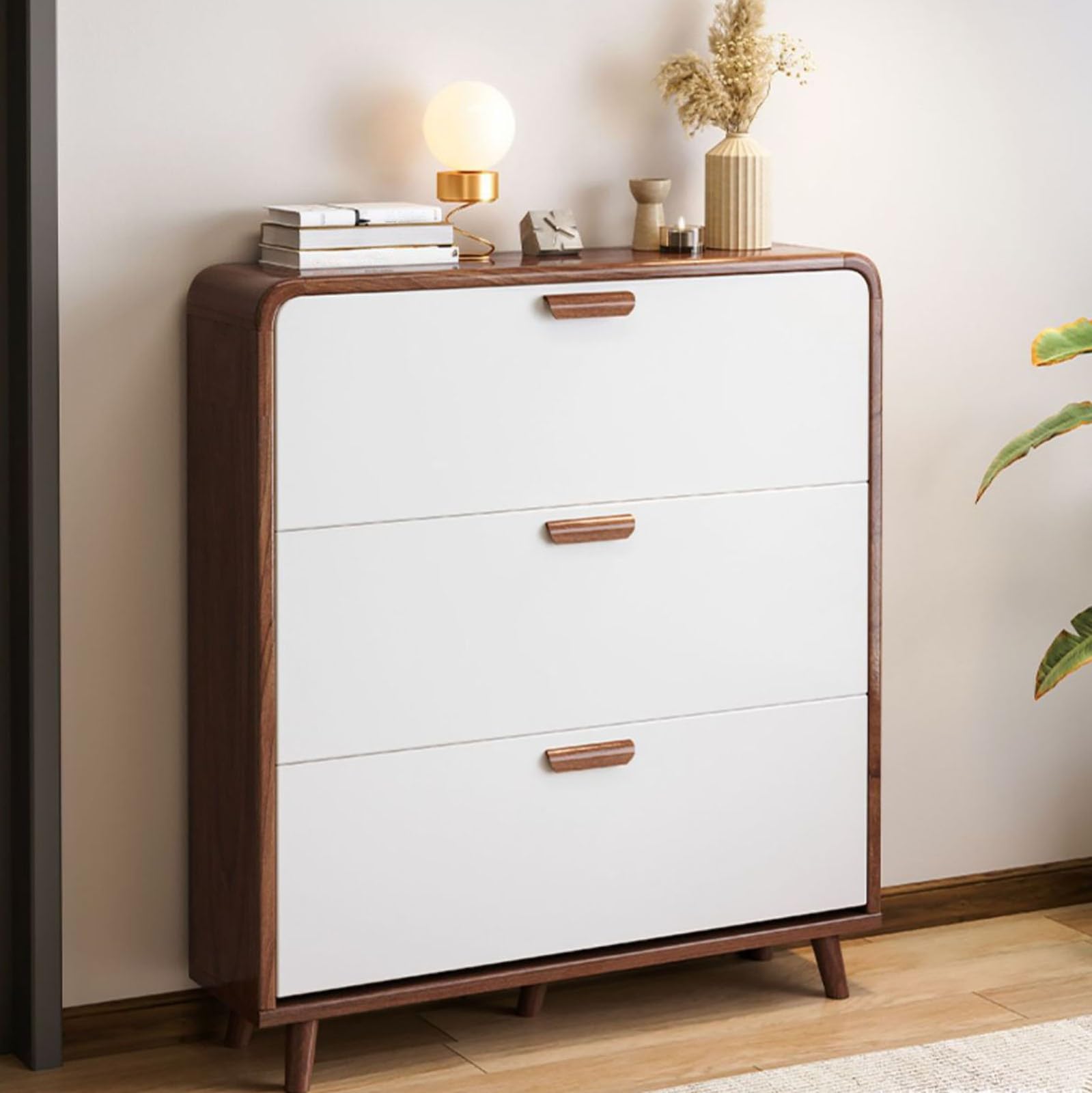 Aioneer 3 Tier Wooden Shoe Storage Cabinet For Entryway And Living Room Ll Down Hallways Shoe Rack Cupboards Narrow Shoes Niser Slim Shoe Cabinet Furniture Wood Unit,A 62X24X118.-A-62x17x118.5cm