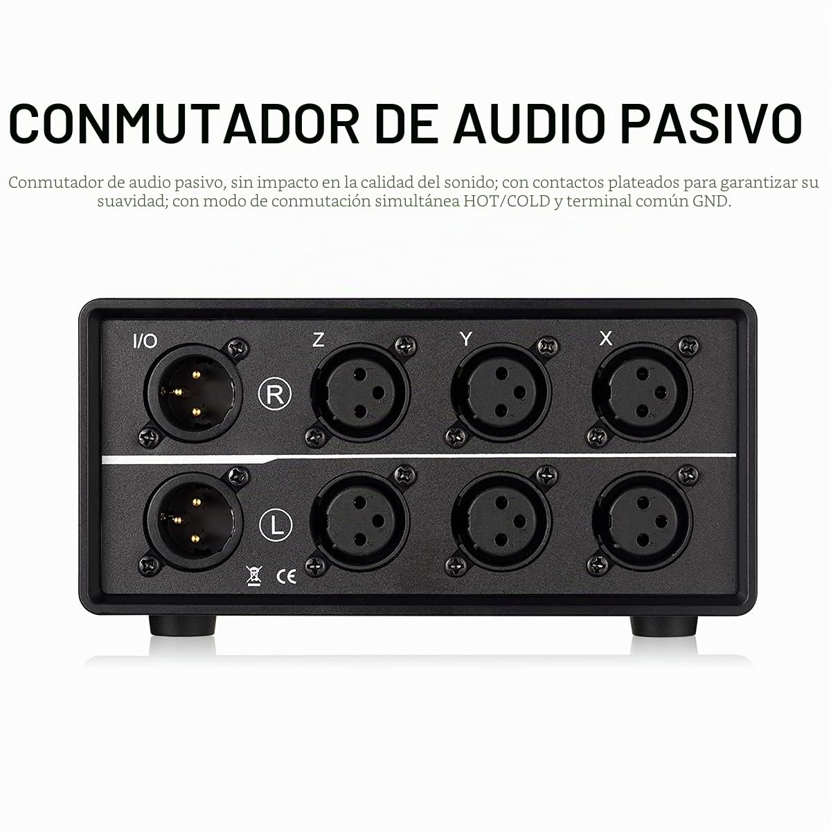 Nobsound Interruptor de Audio XLR 3 en 1, convertidor de Audio equilibrado, conmutador selector de Audio pasivo estéreo de 3 vías (MC103 Pro 3 Pulgadas)