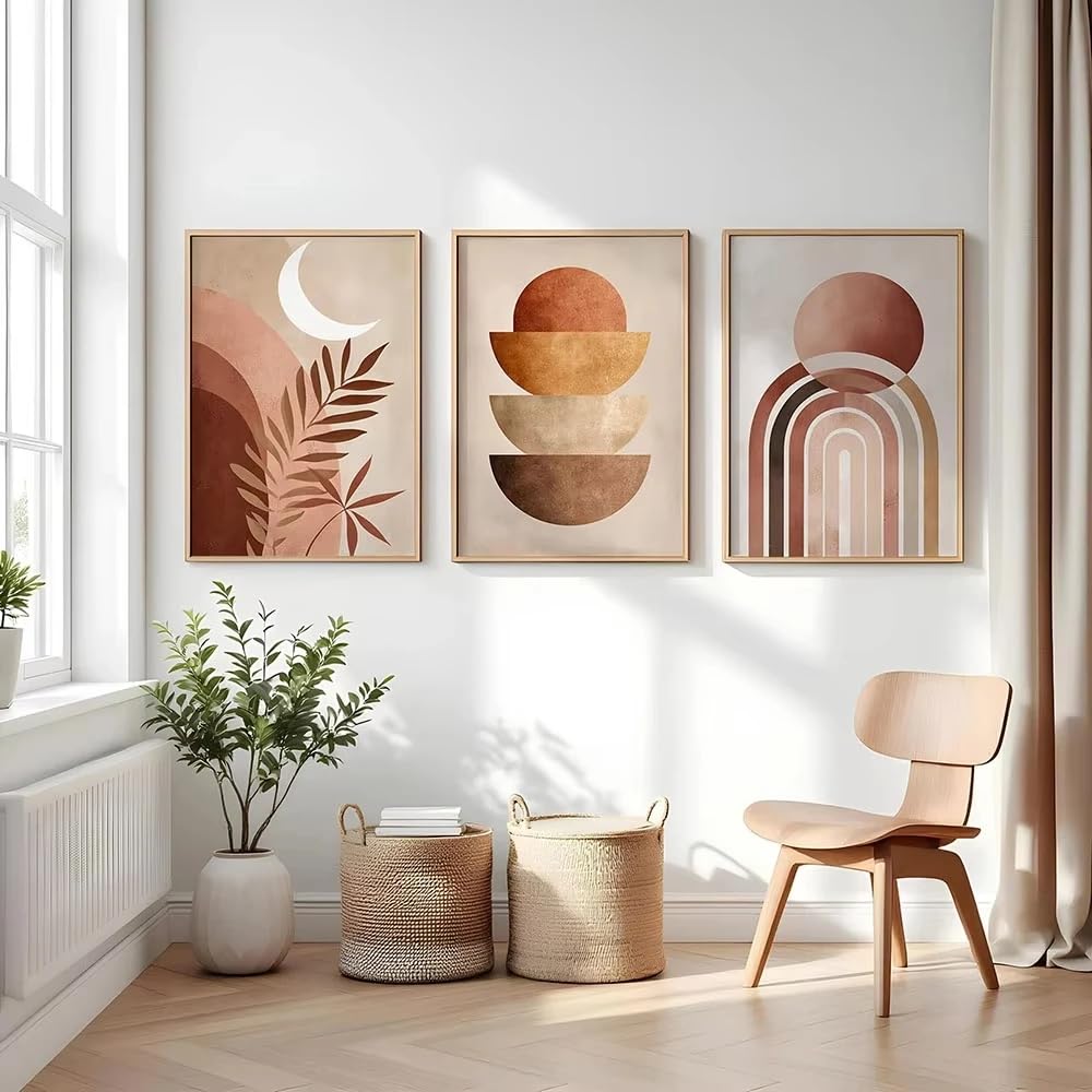 GOSRD Canvas Print Painting Abstract Geometric Study Studio Living Room Home Decor(30x50cm-3Pcs)