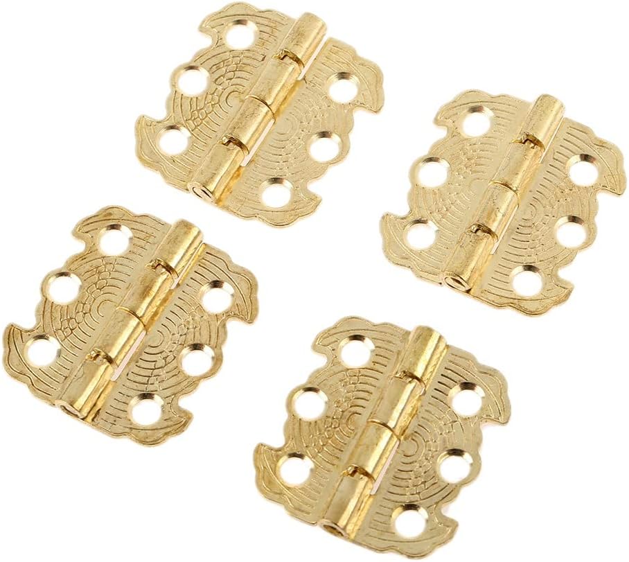 4Pcs Antique Door Cabinet Hinges Furniture Accessories Jewelry Boxes Hinge Fittings for Cupboard Bronze Gold 29 * 27mm(Gray)