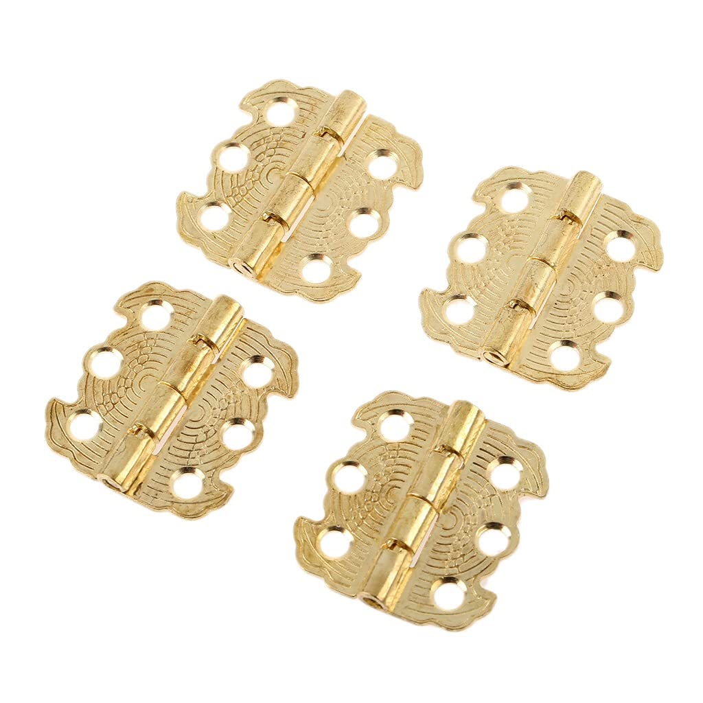 Nvsfzgiyg Gold Door Hinges 4Pcs Antique Cabinet Furniture Accessories Jewelry Boxes Hinge Fittings For Cupboard Bronze 2927Mm(Gold)