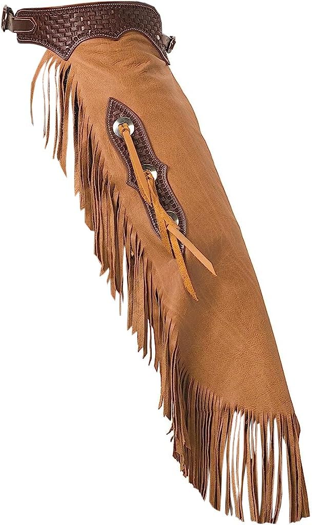 Leather Pull-Up Fashion Chinks with Basketweave Tooled Yoke Set for Men Women Kids Custom Made Small Medium Large