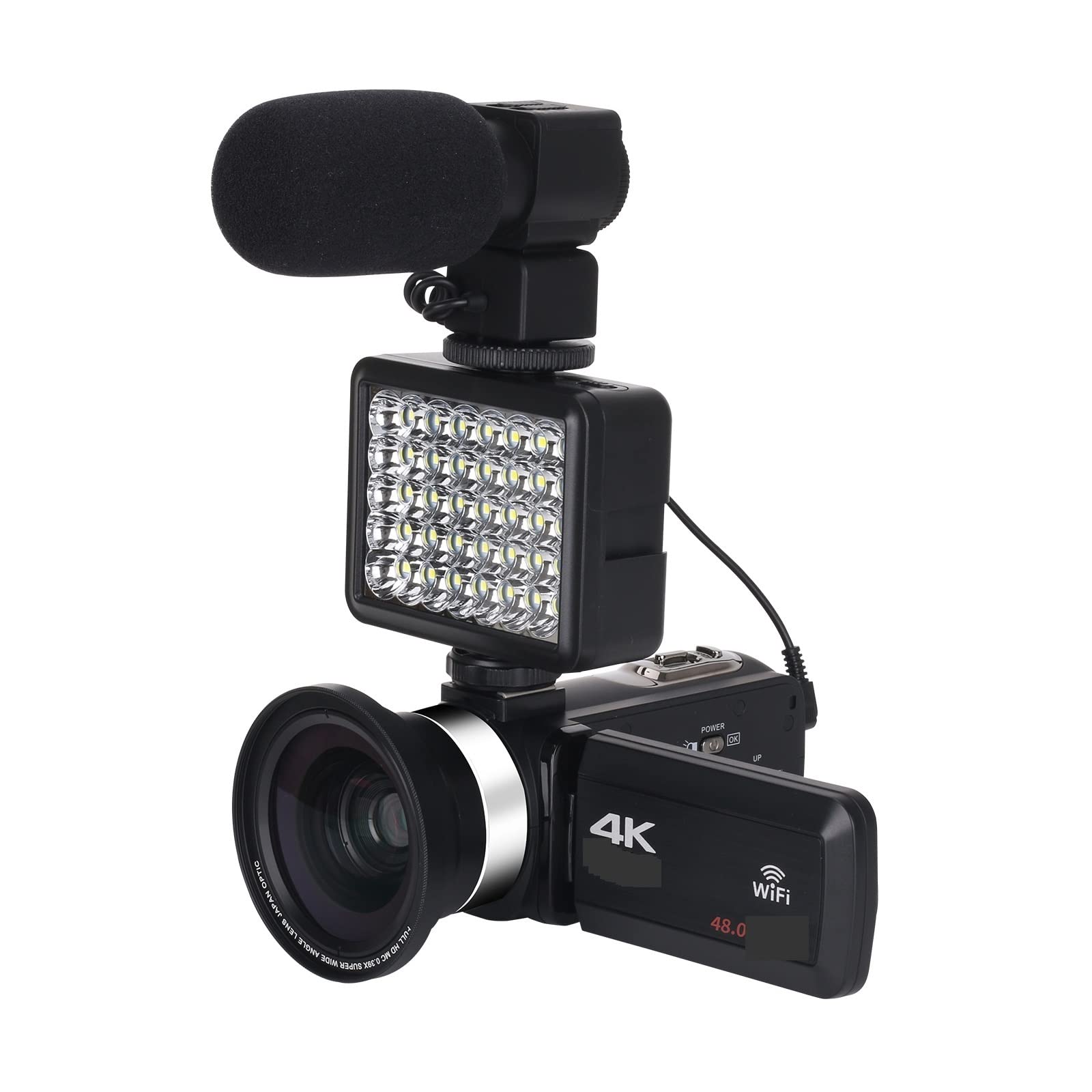 Cámara de Video Vlog 4K Completa for transmisión en Vivo Videocámara Digital al Aire Libre Webcam 16X Grabadora de fotografía(128G SD Card,Silver)