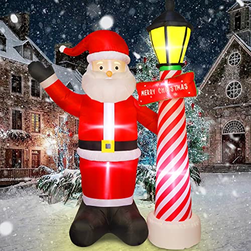 Sand Mine 8 Ft Christmas Inflatables Blow Up Yard Decorations, Inflatable Santa Claus Christmas Outdoor Decoration, Blow Up Santa Claus With Lighthouse For Christmas Indoor Outdoor Yard Decorations #TOP23