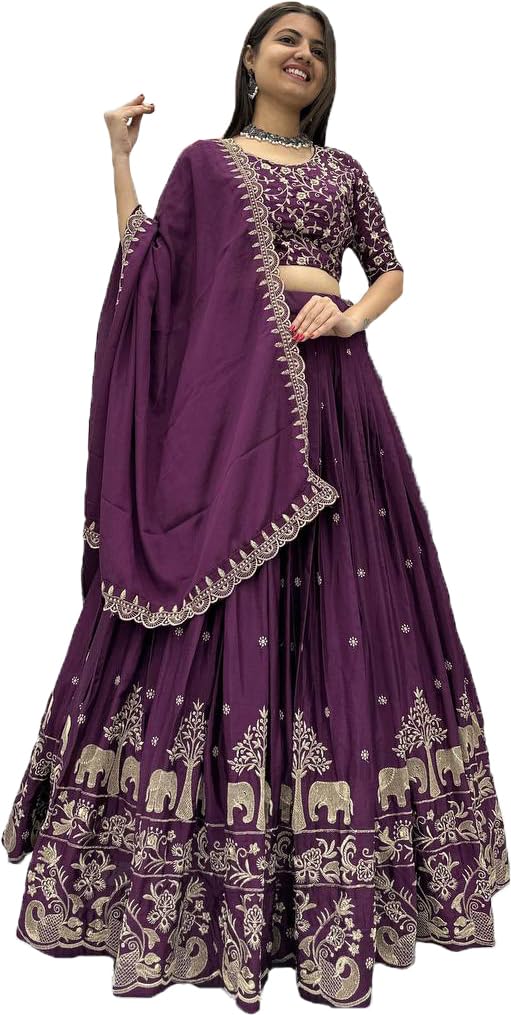 Embroidery Designer Lehenga Choli Set For Women Party| latest Bridal Stylish Design Wedding Lehenga Choli For Women (Free Size)