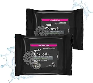 Epielle Charcoal Makeup Remover Cleansing Wipes Tissue | Soft and Gentle for all Skin Types | Daily Facial Cleansing Towel...