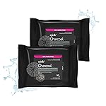 Epielle Charcoal Makeup Remover Wipes, Purifying & Detoxifying, Pore Cleaning Facial Cleanser Towelettes, Remove Dirt, Oil, Waterproof Mascara, Stocking Stuffers, 30 Count (Pack of 2)
