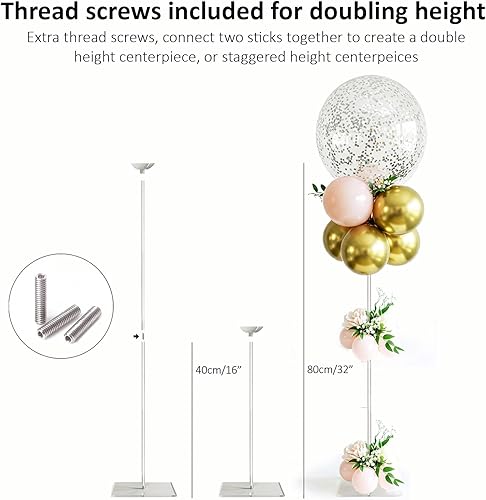 Miniatura 6 de lightsfever Kit de soporte acrílico reutilizable para globos, exhibición de mesa resistente con palos y base, soportes de globos para centros de