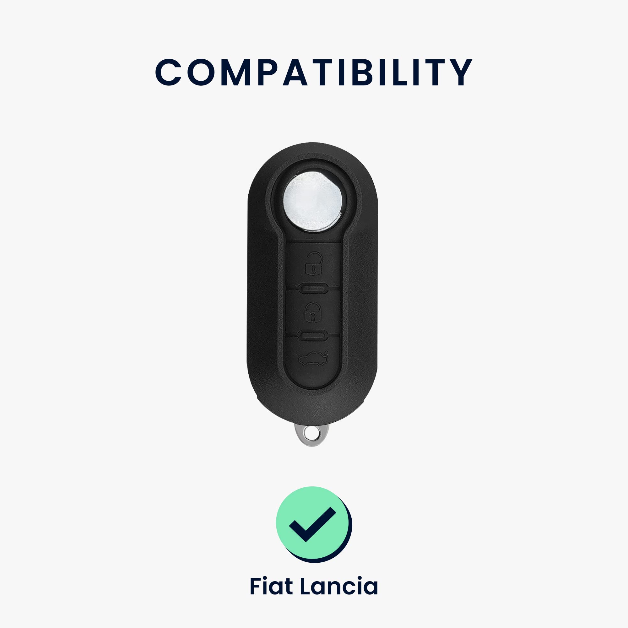 kwmobile Custodia Coprichiave Compatibile Fiat Lancia 3 Tasti Pieghevole Cover Grigio Nero