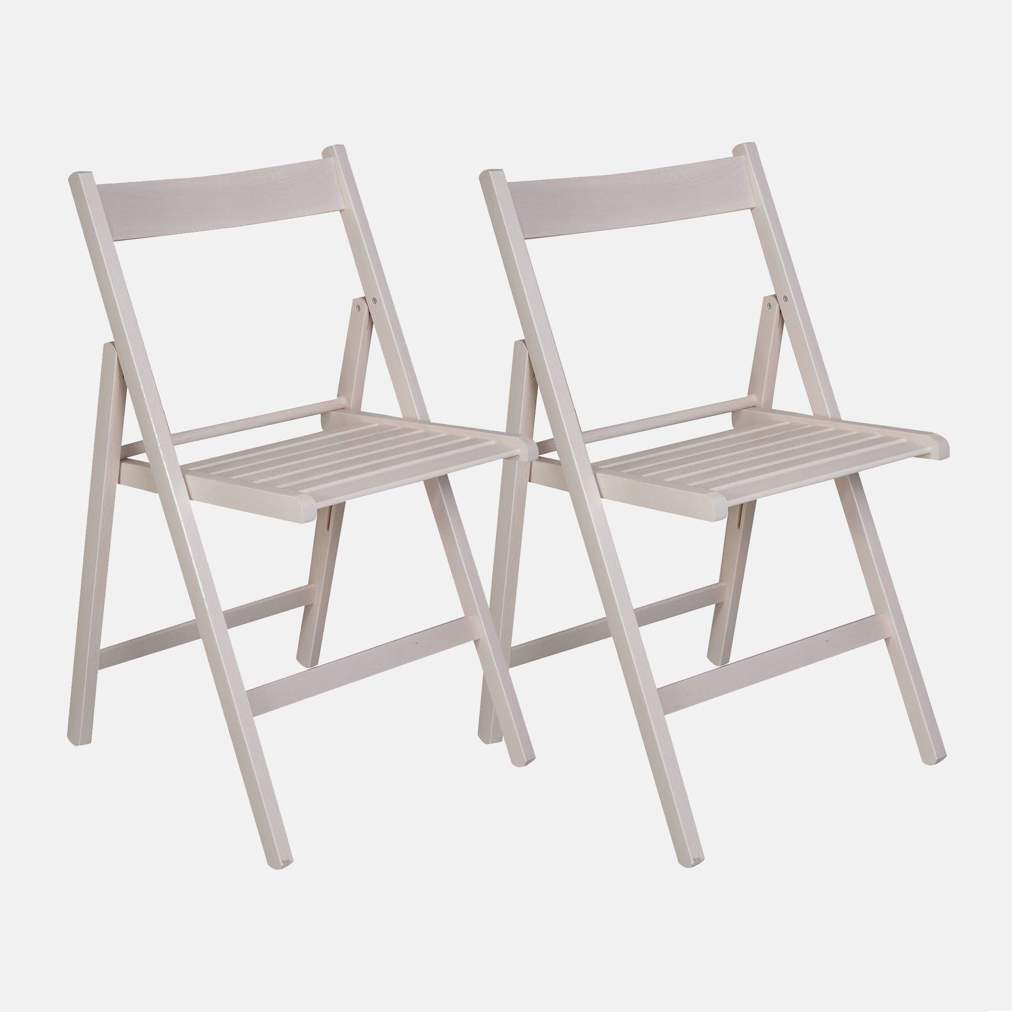 Dmora - Lot de 2 chaises Pliantes Modernes en Bois, pour Balcon ou Jardin, cm 42x48h79, Assise h cm 47, Couleur Blanche